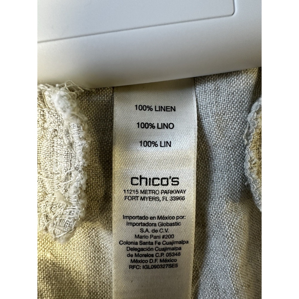 Chico's Beige 100% Linen Wide Leg Pants Women's Sz 00(2 Or XS)Natural Breathable - Picture 13 of 16